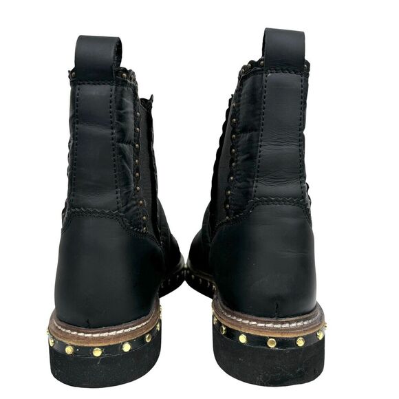 Free People Atlas Puffer Chelsea Boot EU 38, US 8 Black Leather Nylon Studs Goth - Picture 8 of 13